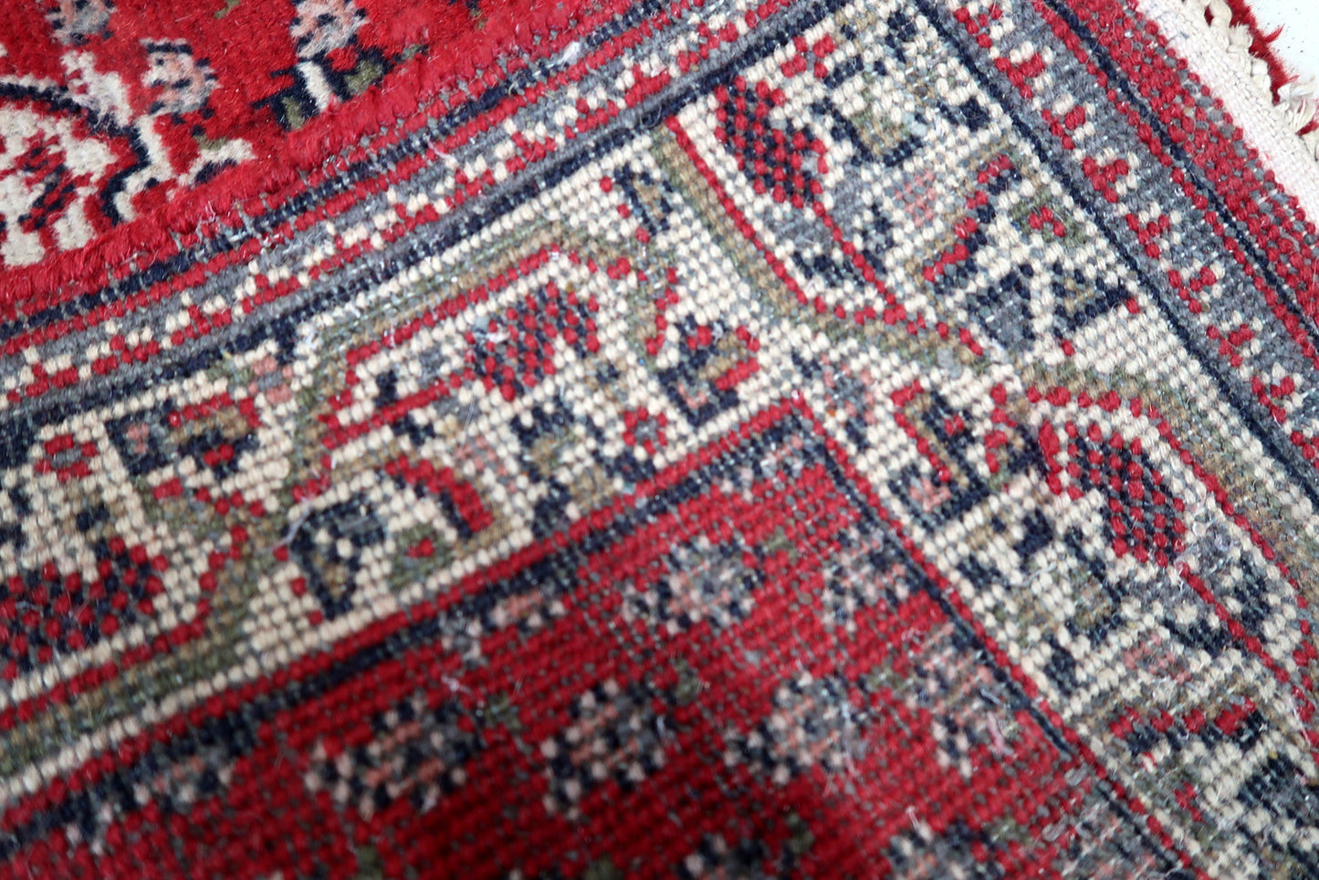 Tapis Seraband indien vintage fait main 2.4' x 4.6' (74cm x 143cm) années 1970 - 1C1036