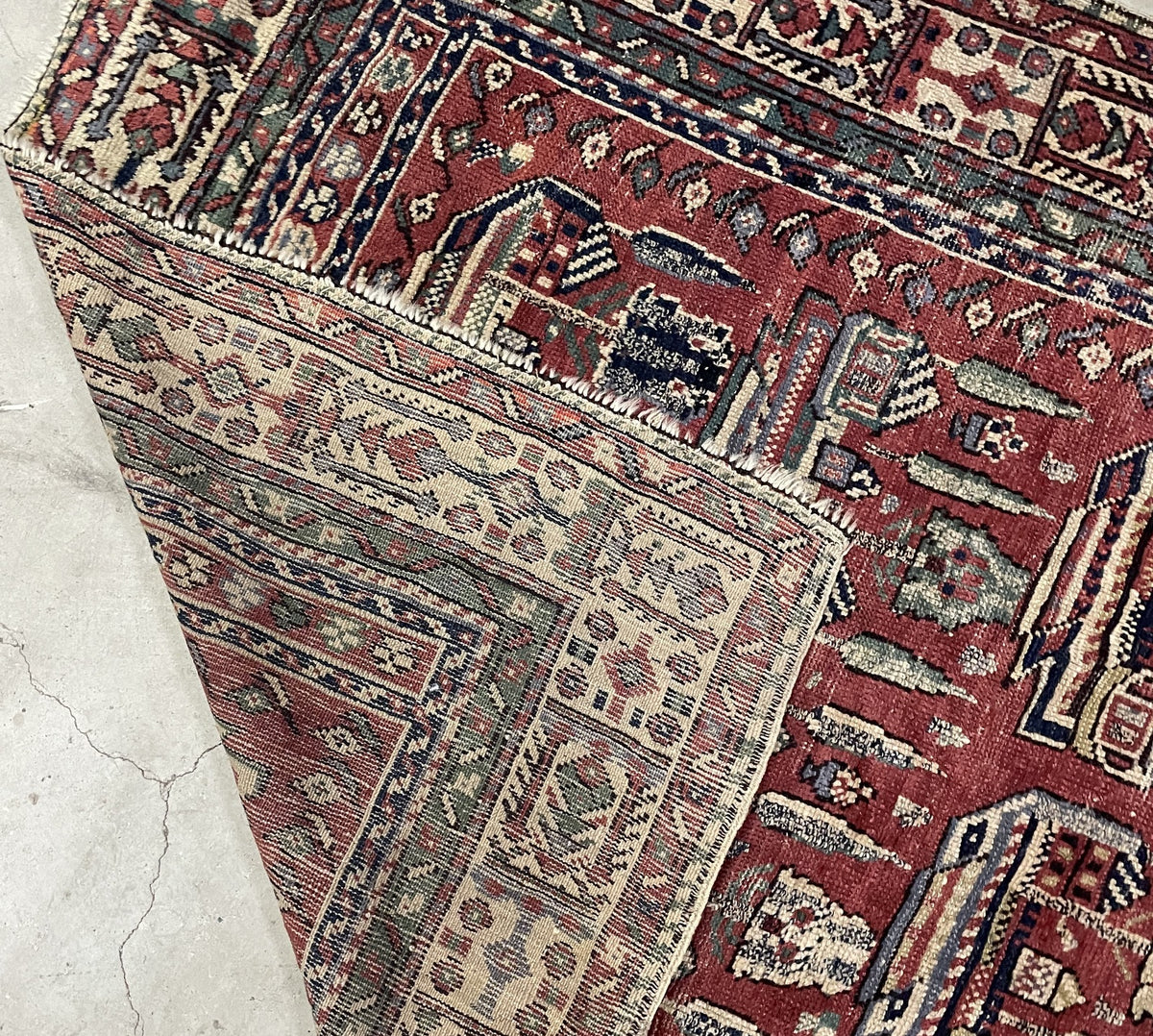 Folded corner revealing the patterned reverse and end finishing