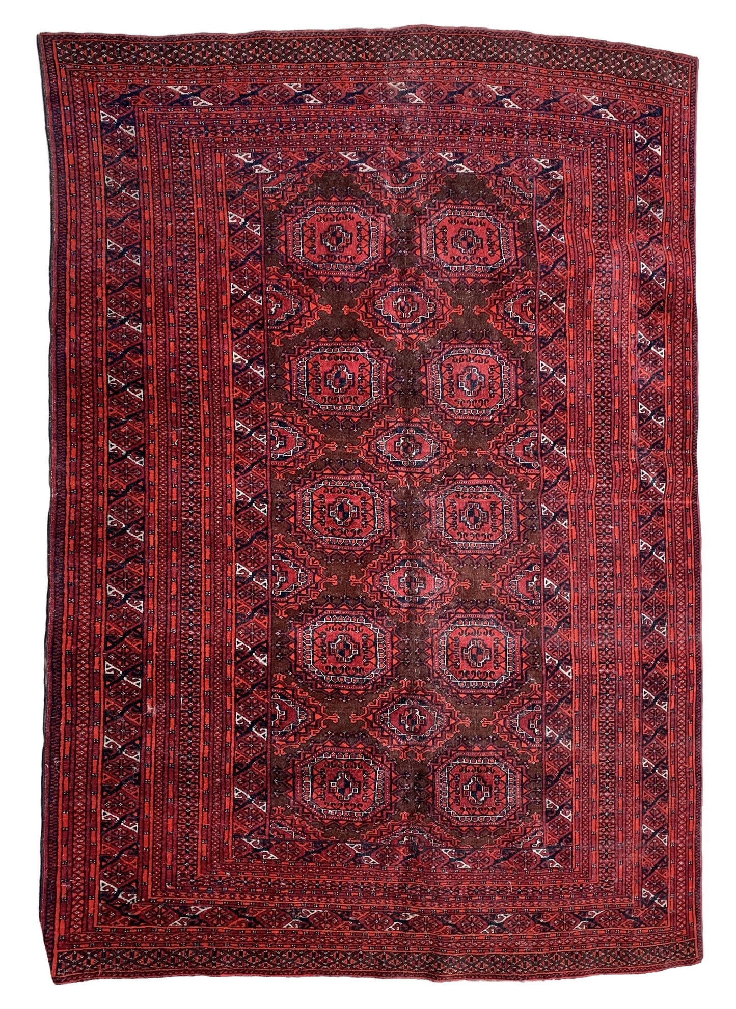 Handmade Vintage Uzbek Bukhara Rug from the 1960s in original good condition