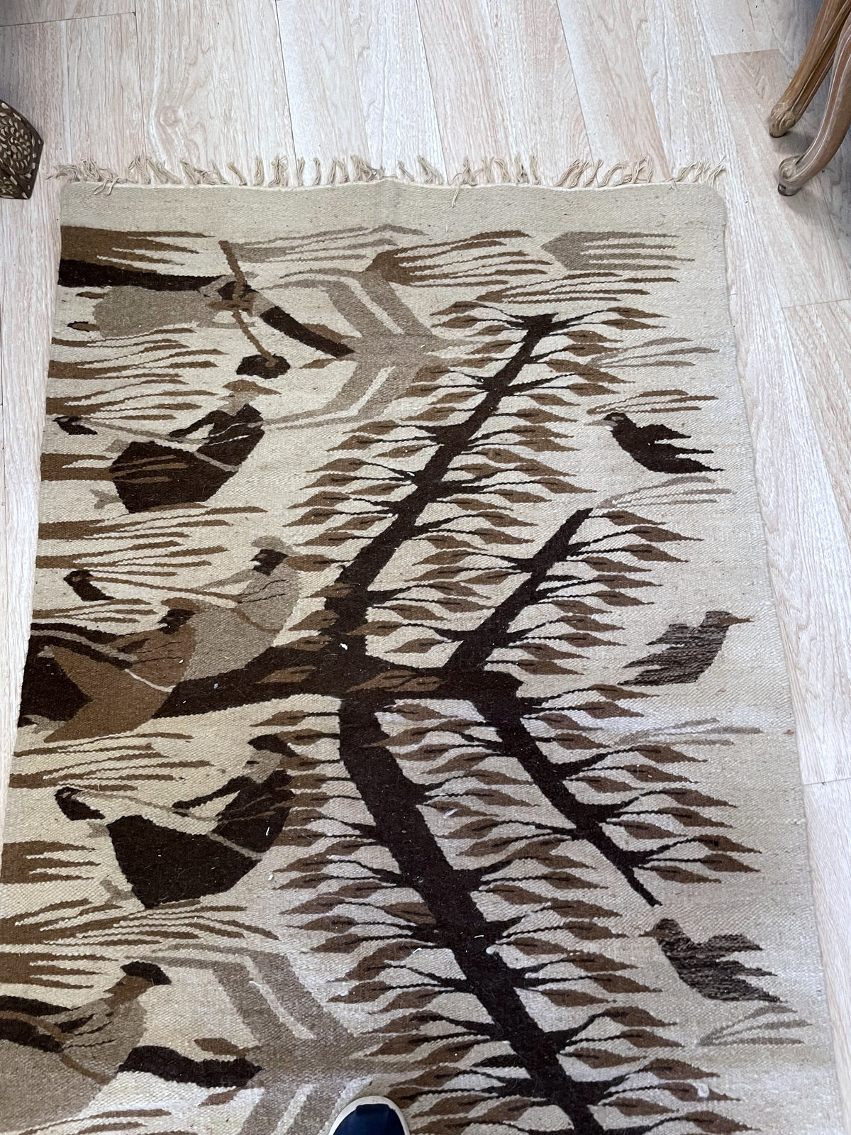 1940s heritage piece ideal as soulful anchor for rooms with warm wood tones and leather furniture in interior

