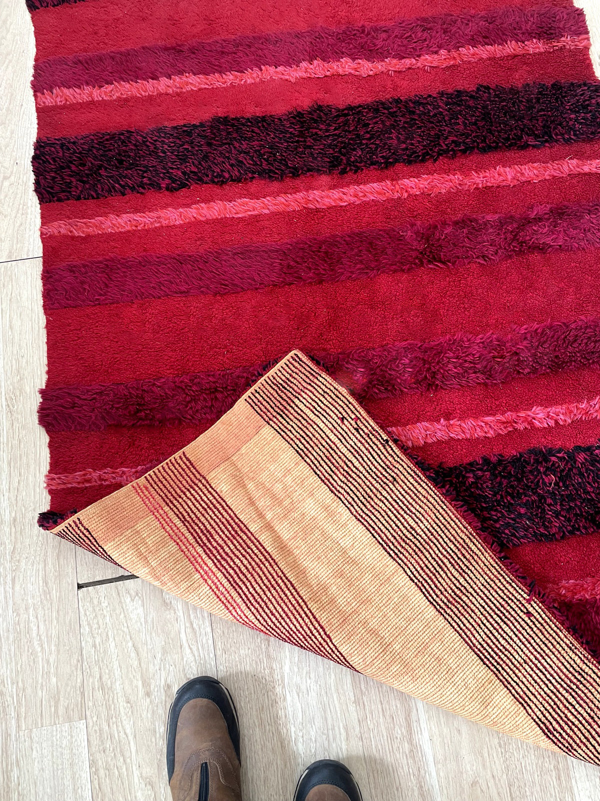 Iconic 1950s rug ideal for minimalist or industrial interiors in living room or office space setting

