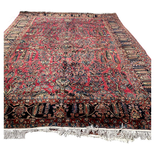 Antique 1920s Persian Sarouk rug, large hand-knotted wool with floral design