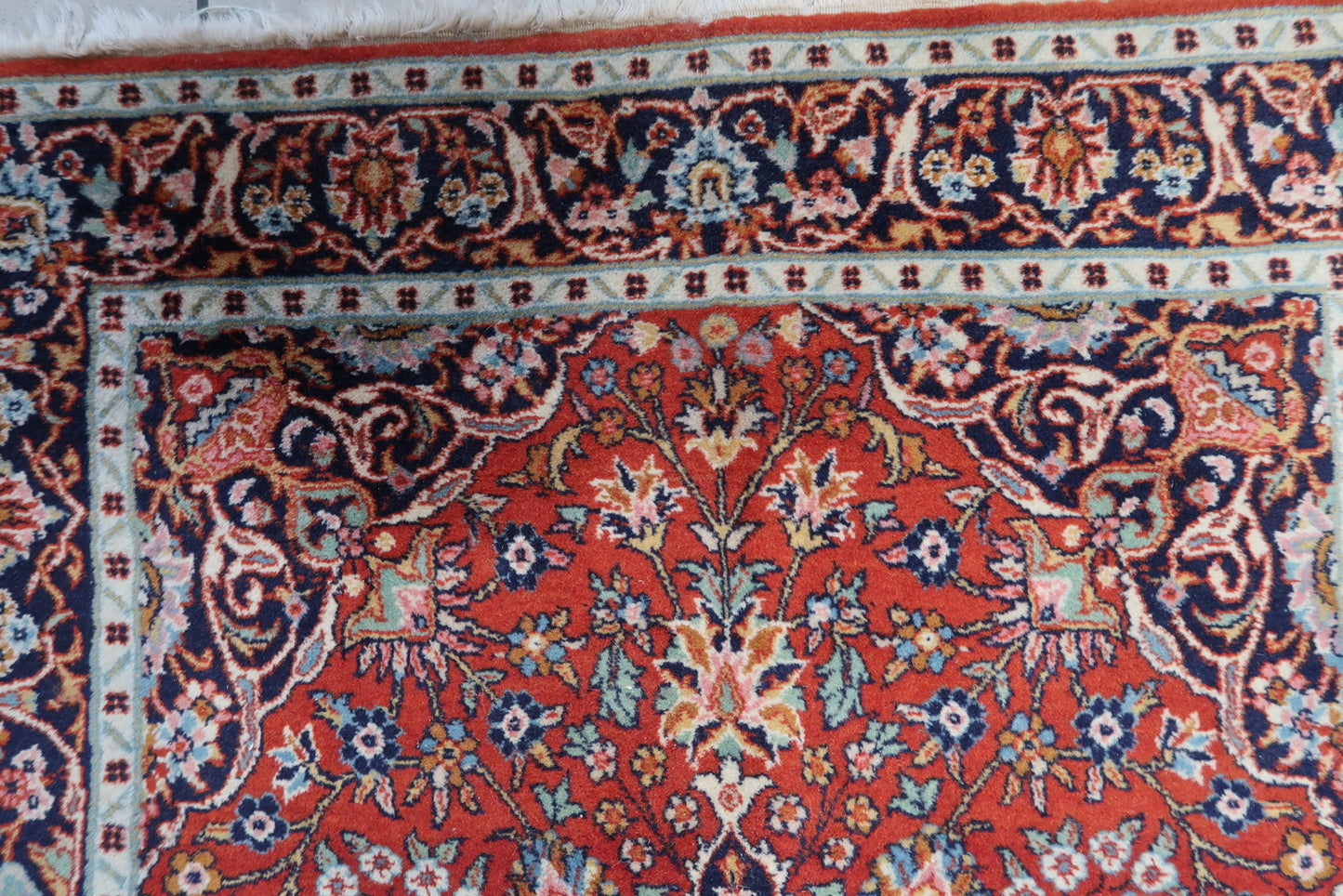 Detailed shot showcasing the intricate weaving technique and artistic flair of the rug.