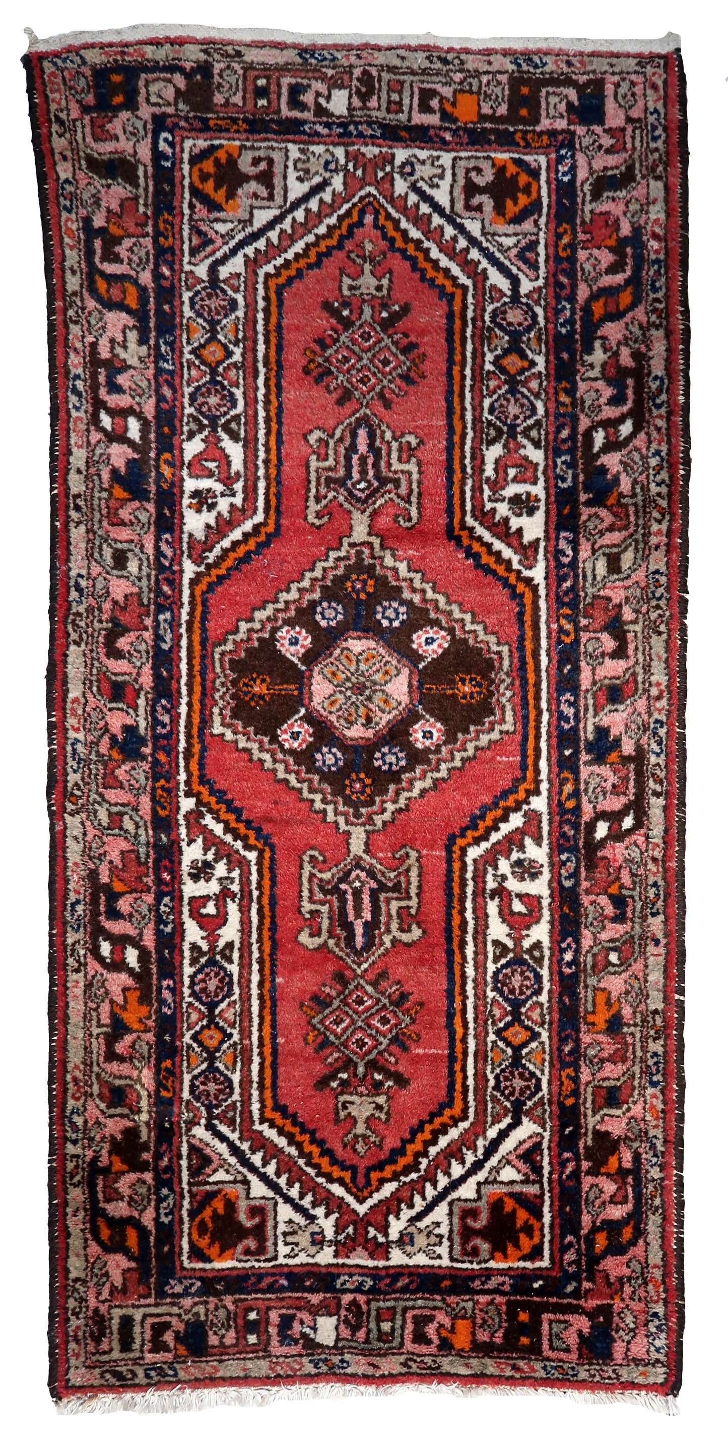 Handmade vintage Persian Hamadan rug with traditional design and vibrant colors