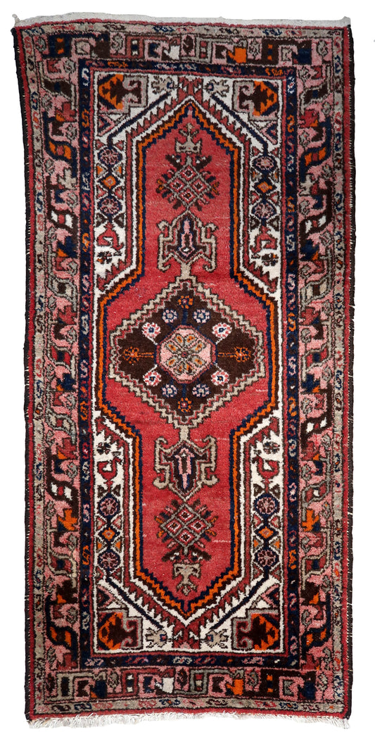 Handmade vintage Persian Hamadan rug with traditional design and vibrant colors