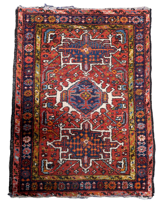 Handmade Antique Persian Karajeh Rug, showcasing vibrant colors and intricate designs