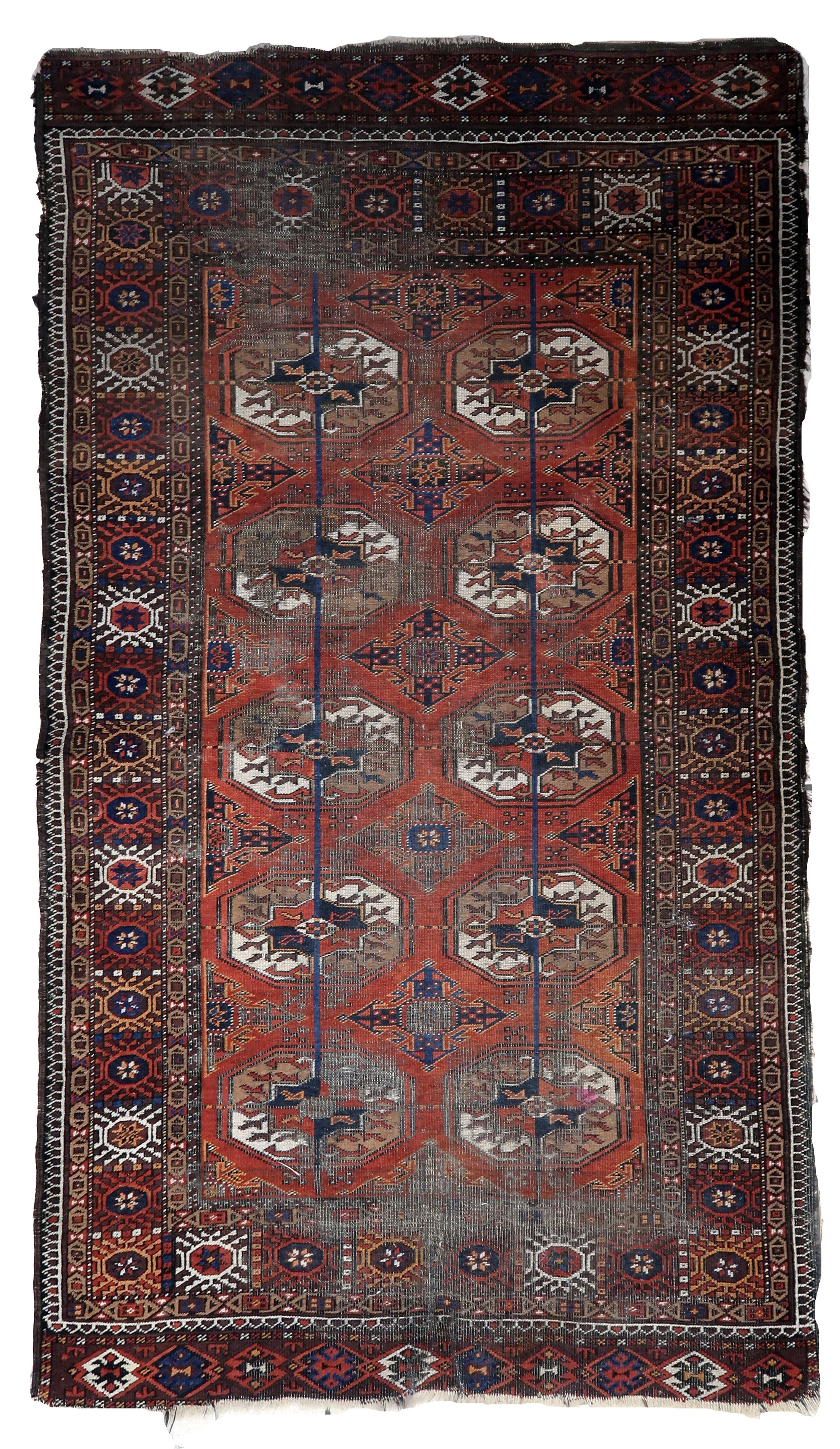 Handmade Vintage Afghan Baluch Rug - Front View