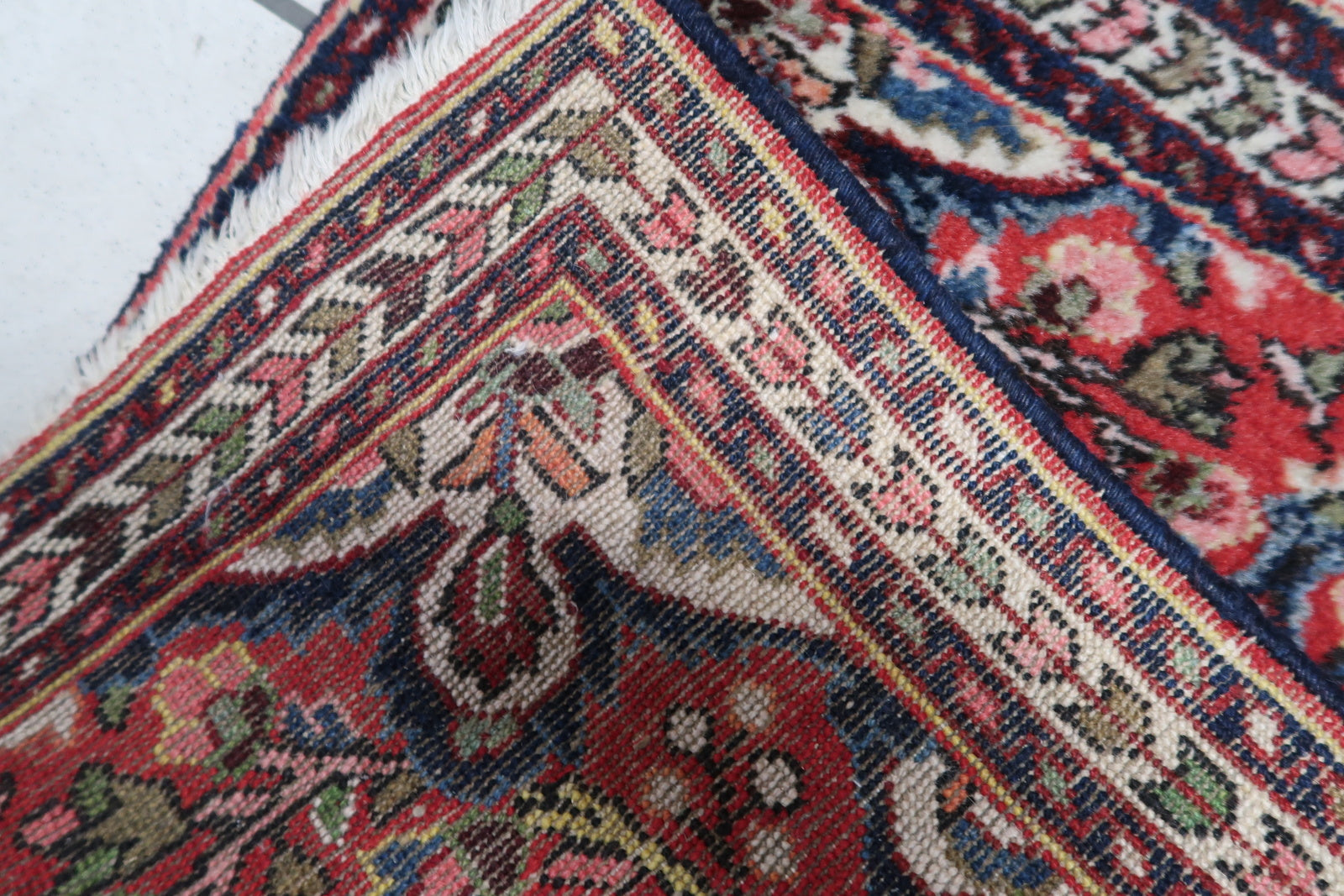Back Side of Vintage Persian Sarouk Rug