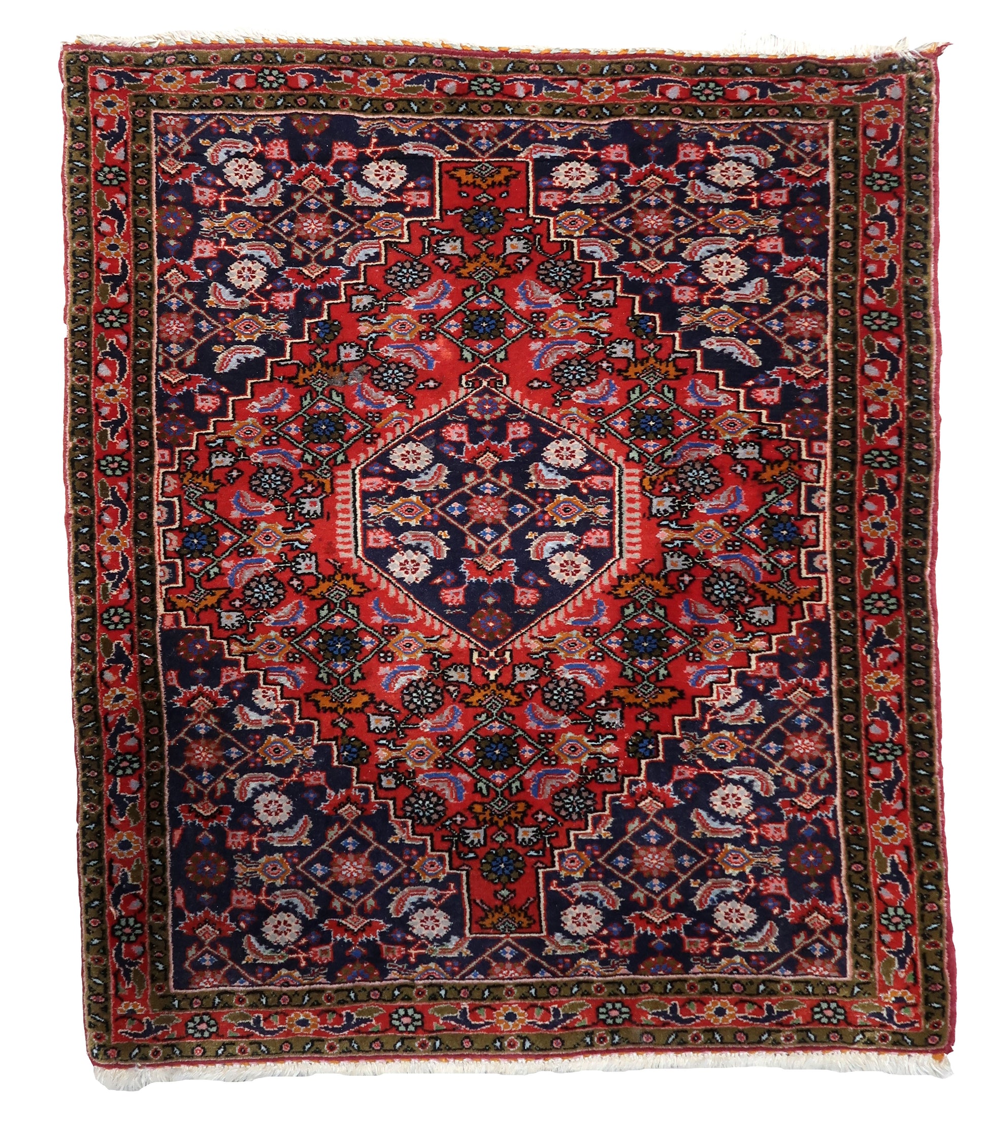 Handmade Vintage Persian Tabriz Rug - Front View