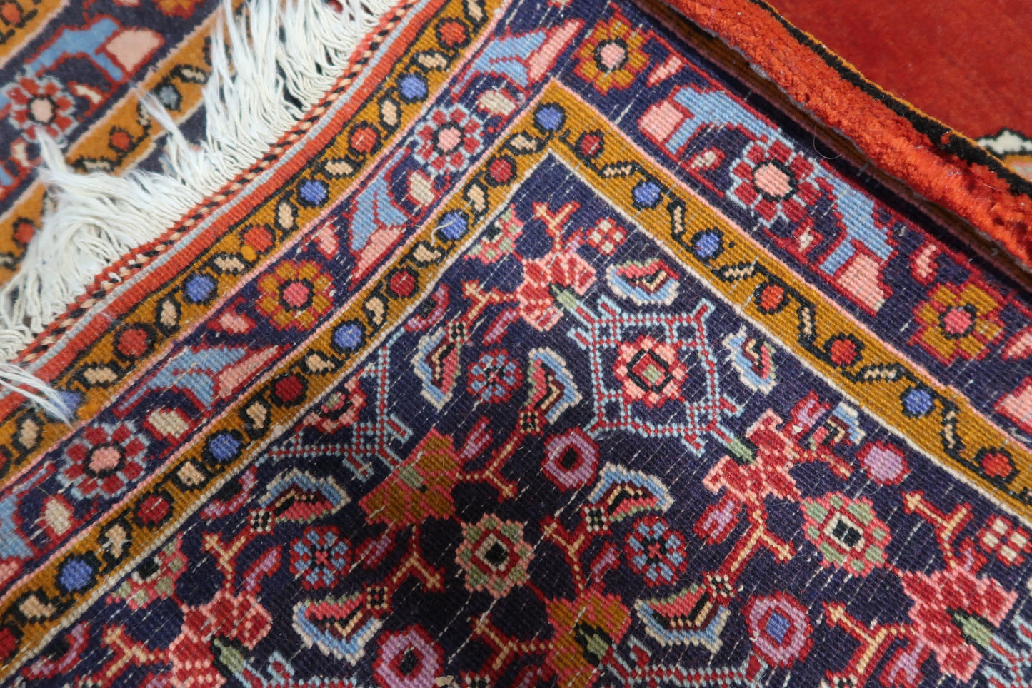 Side profile showing the rug's substantial thickness

