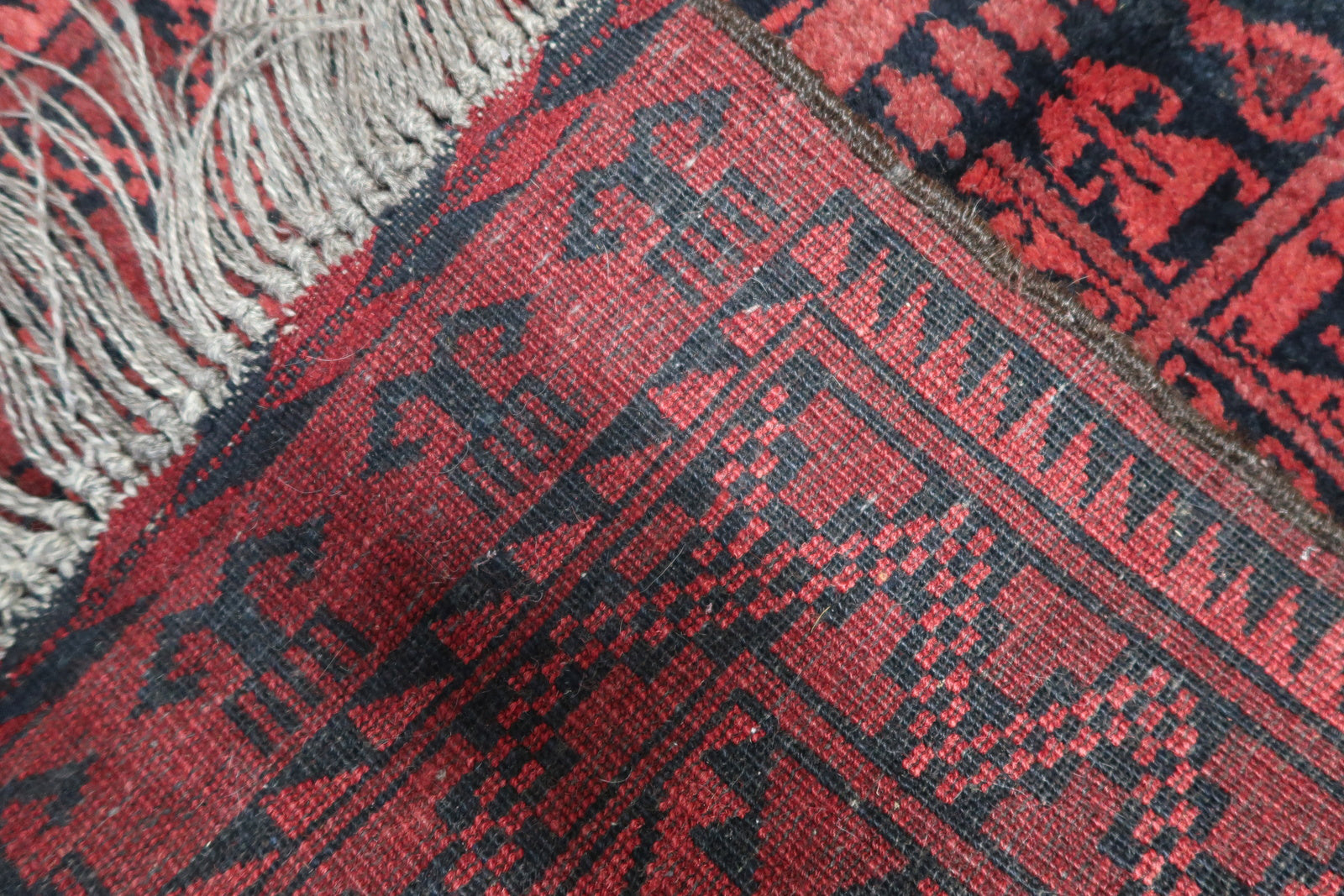 Back Side of Handmade Vintage Ersari Rug