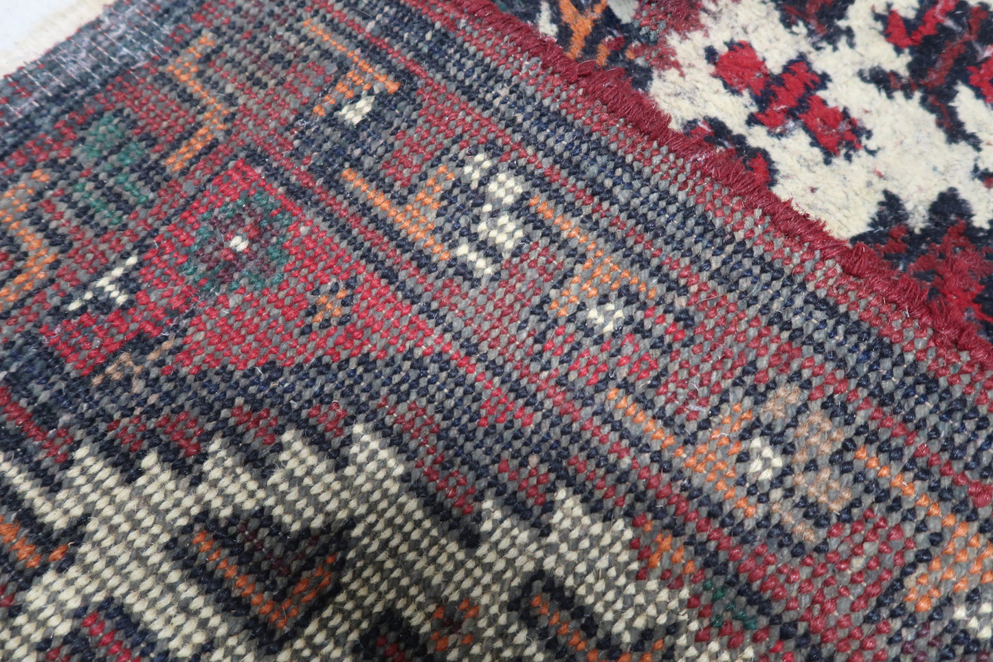Back Side of Vintage Persian-Style Hamadan Rug