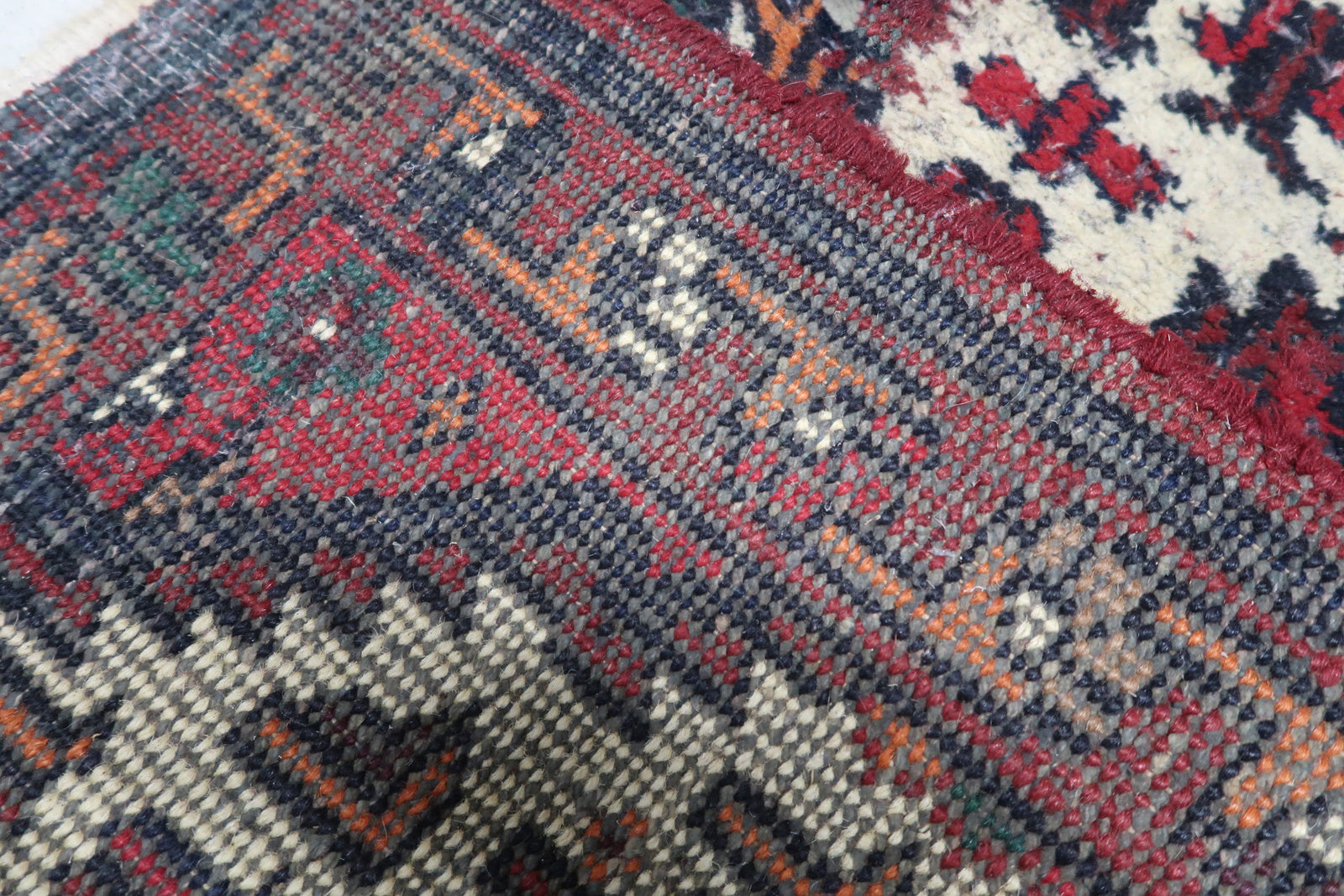 Back Side of Vintage Persian-Style Hamadan Rug