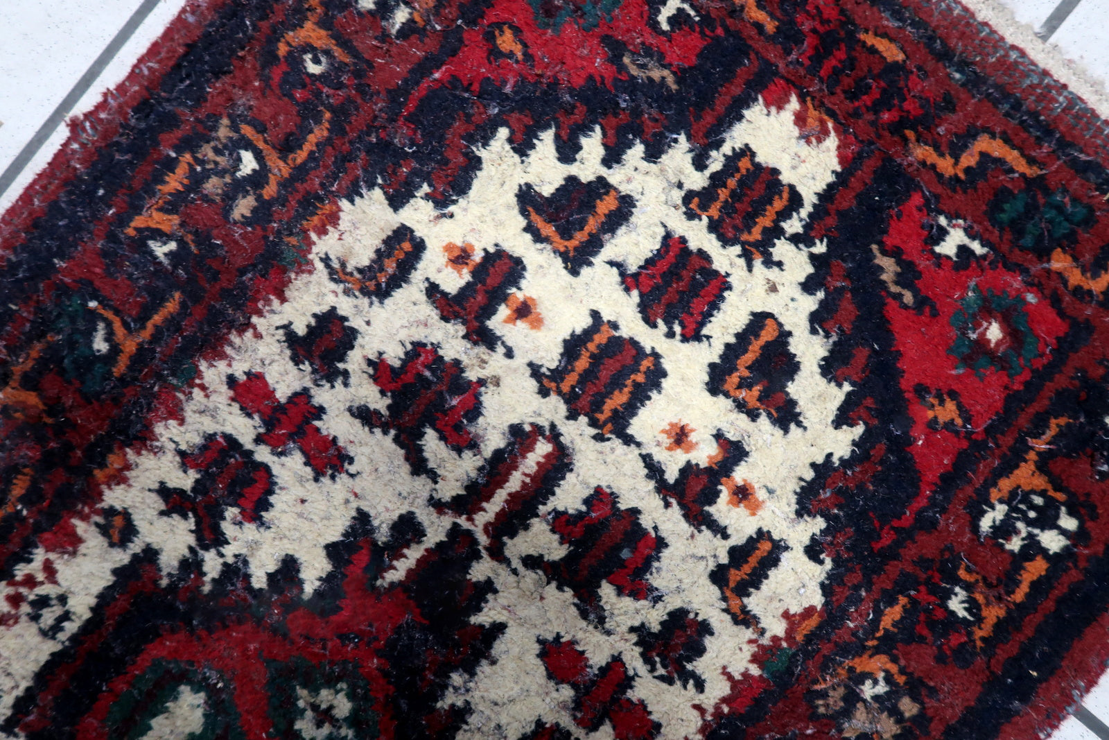 Close-Up of Handcrafted Wool Rug - Hamadan Style