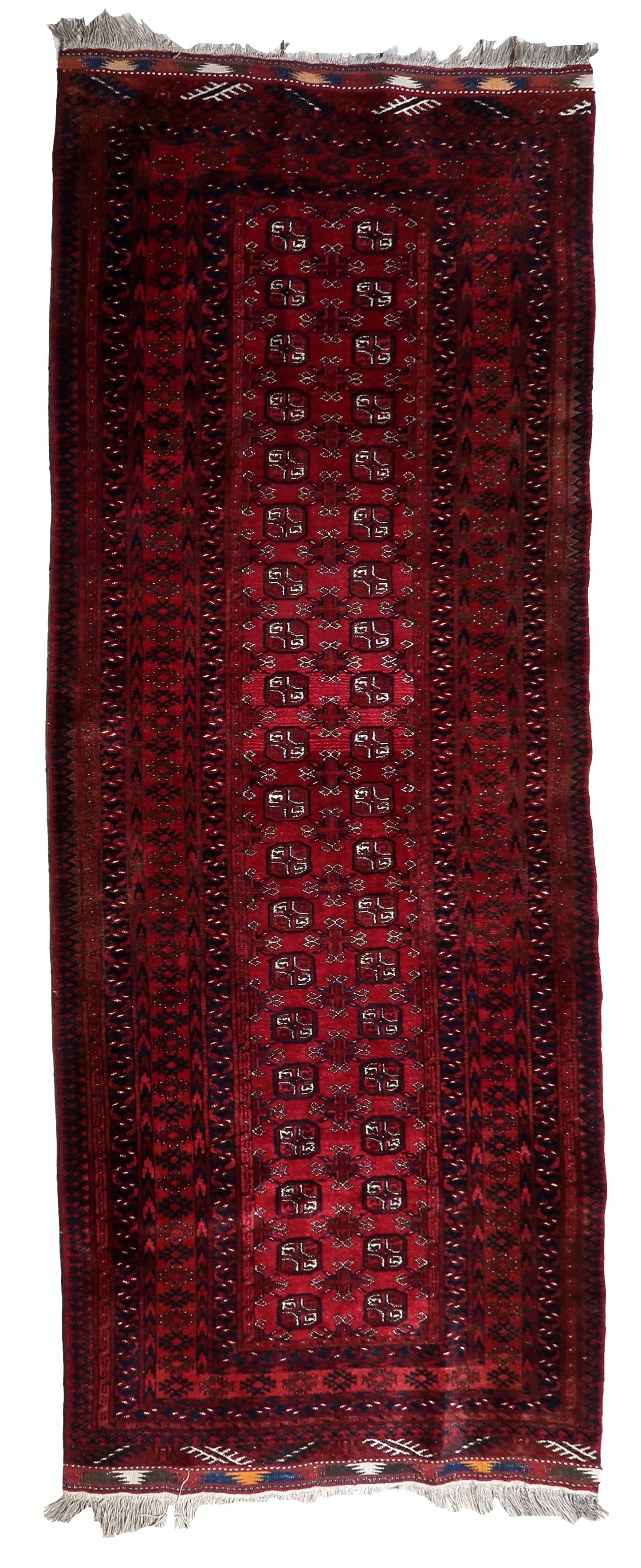 Handmade Vintage Afghan Ersari Runner - Front View