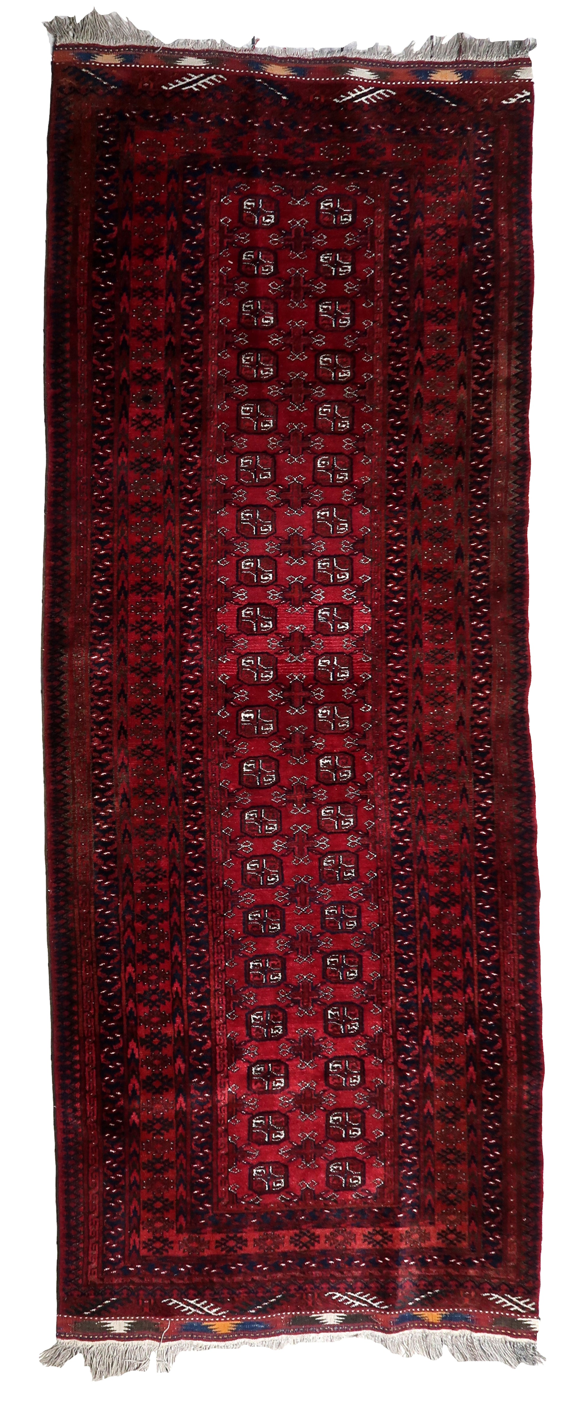 Handmade Vintage Afghan Ersari Runner - Front View