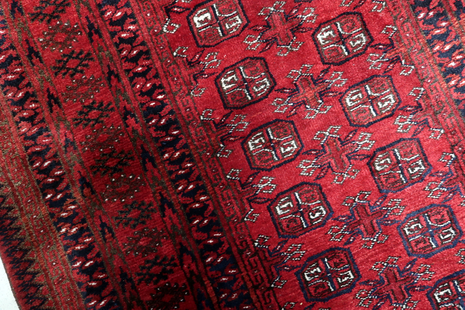 Close-Up of Afghan Ersari Runner's Intricate Motif