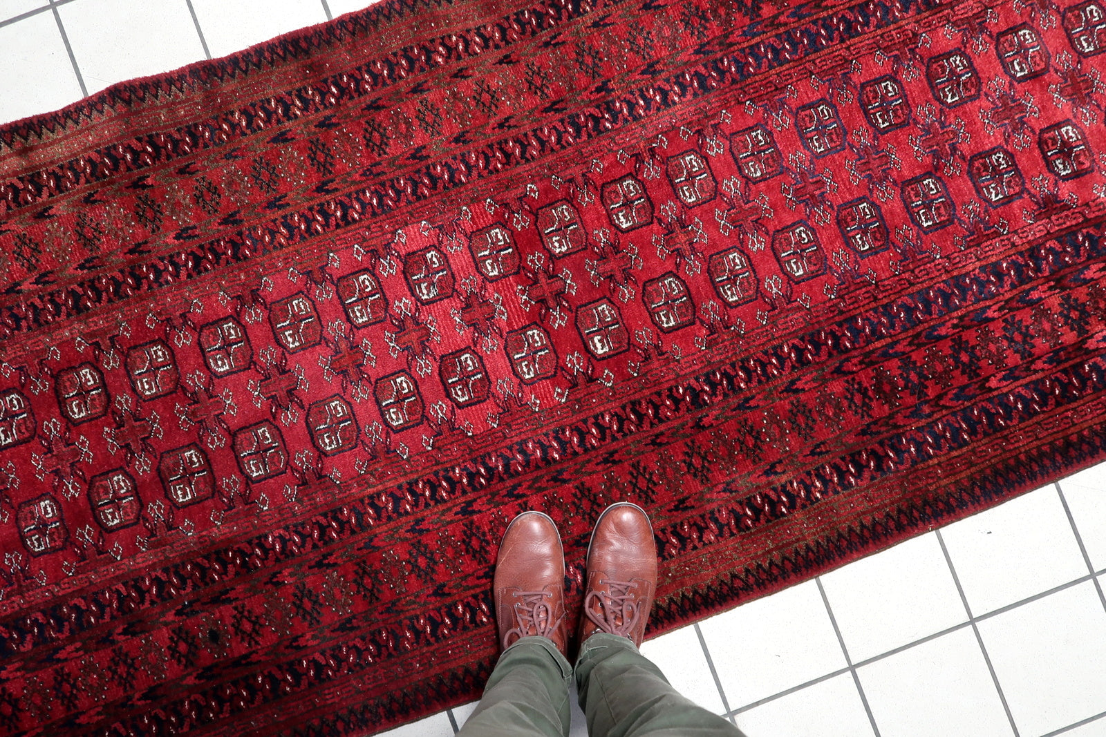 Vintage Afghan Ersari Wool Runner - Traditional Design
