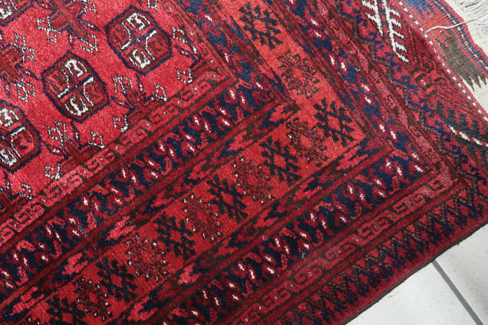 Intricate Geometric Patterns on Afghan Ersari Runner