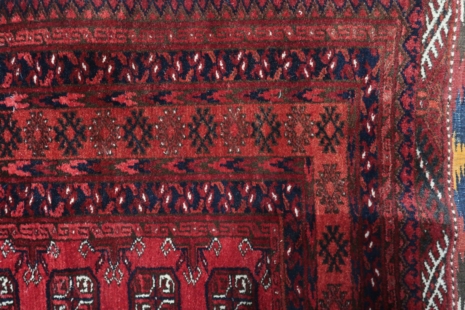 Detailed Corner of Vintage Ersari Wool Runner
