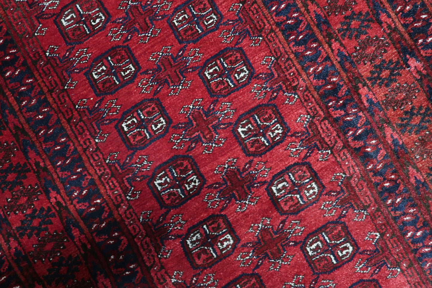 Close-Up of Afghan Ersari Rug's Corner