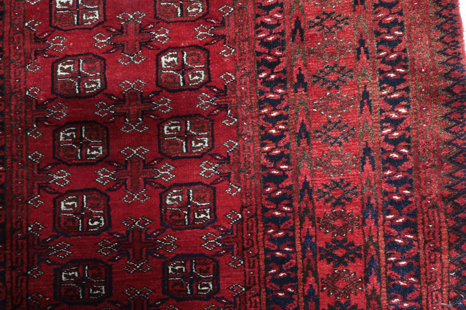 Detailed Border Pattern on Afghan Ersari Runner