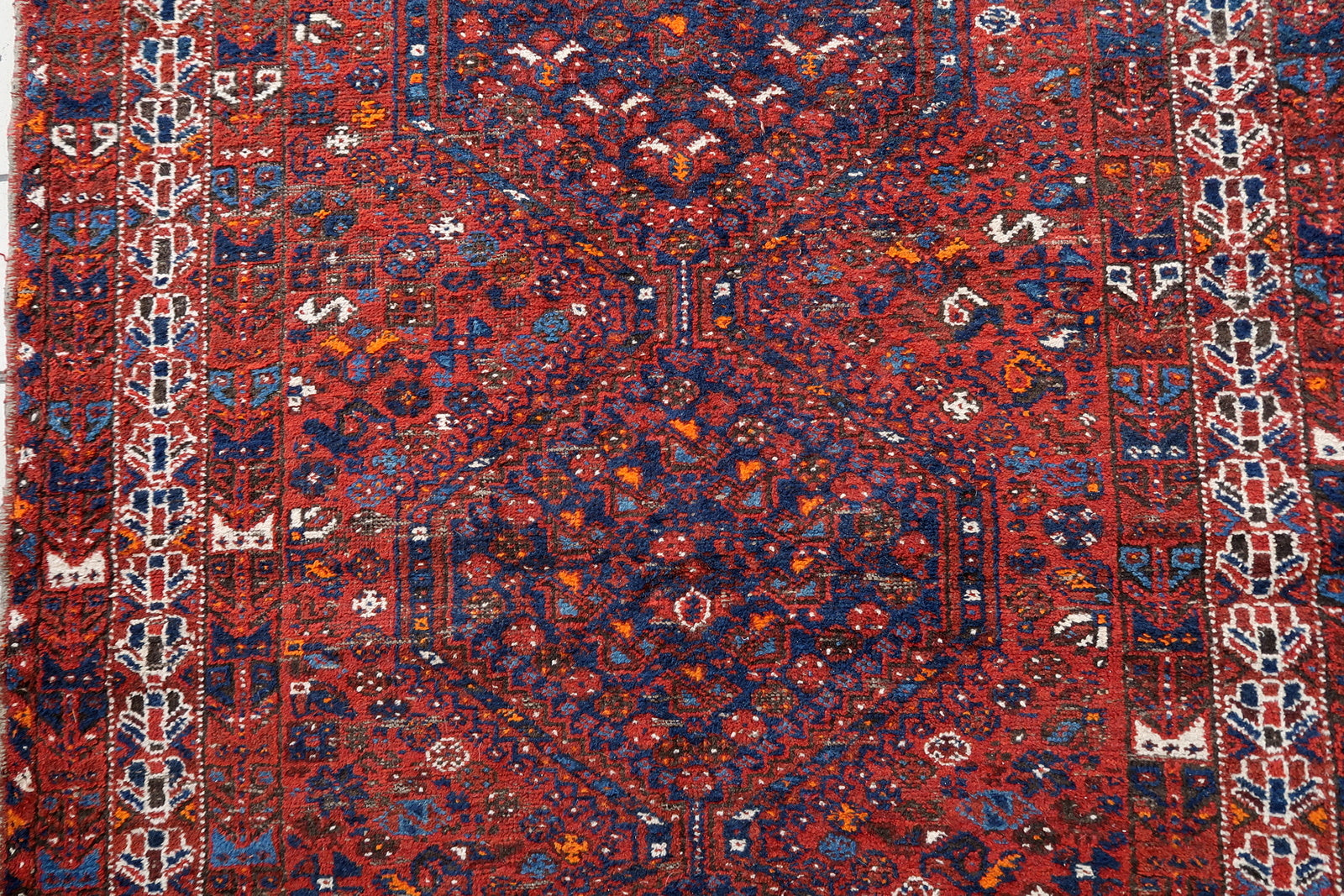 Close-Up of Antique Persian Khamseh Rug