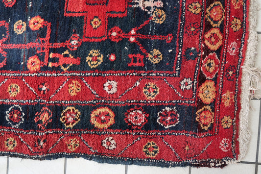 Geometric Medallion Design on Vintage Rug