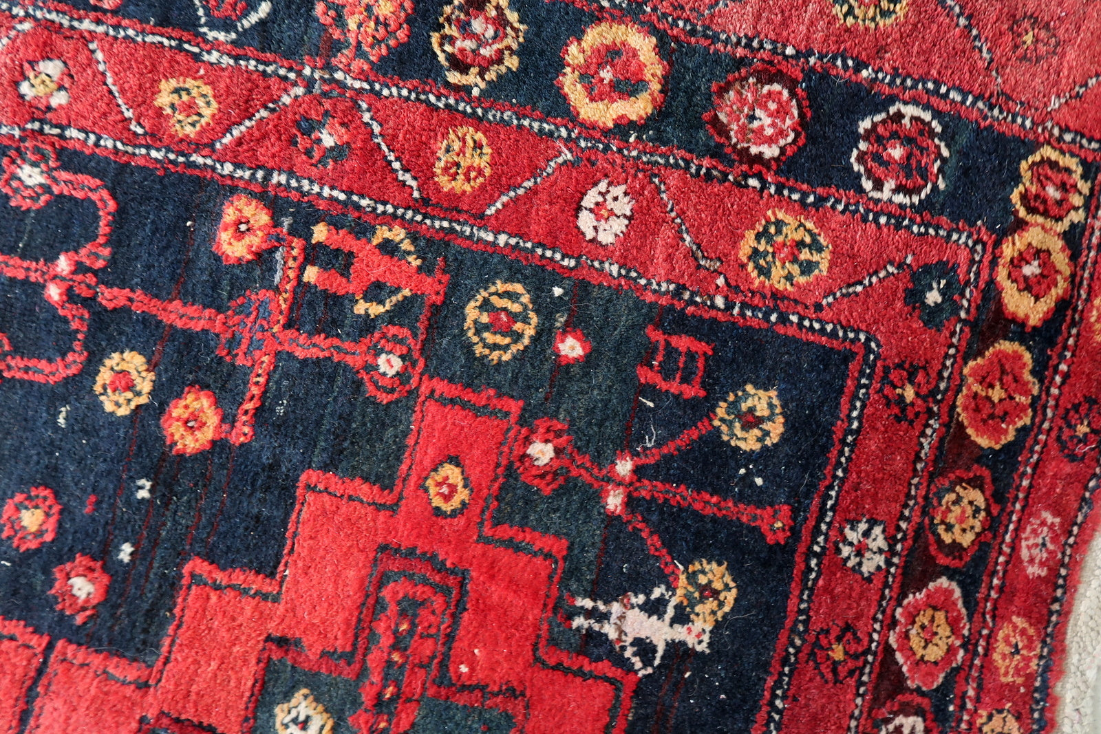 Night Blue Background on Antique Rug