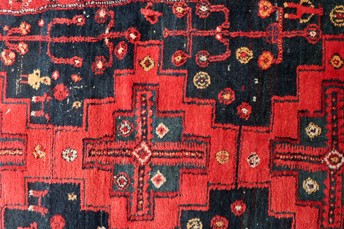 Night Blue Background on Antique Rug