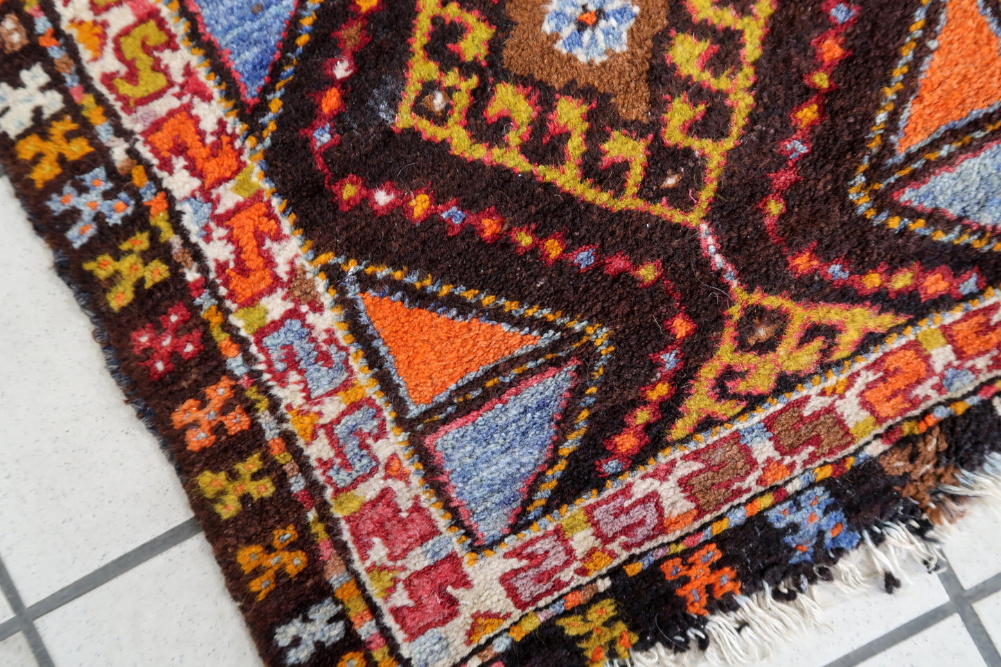 Detailed Pattern of Handmade Turkish Yastik Rug