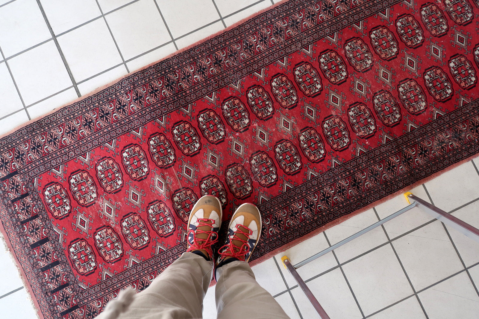 Elegant red and beige colors.