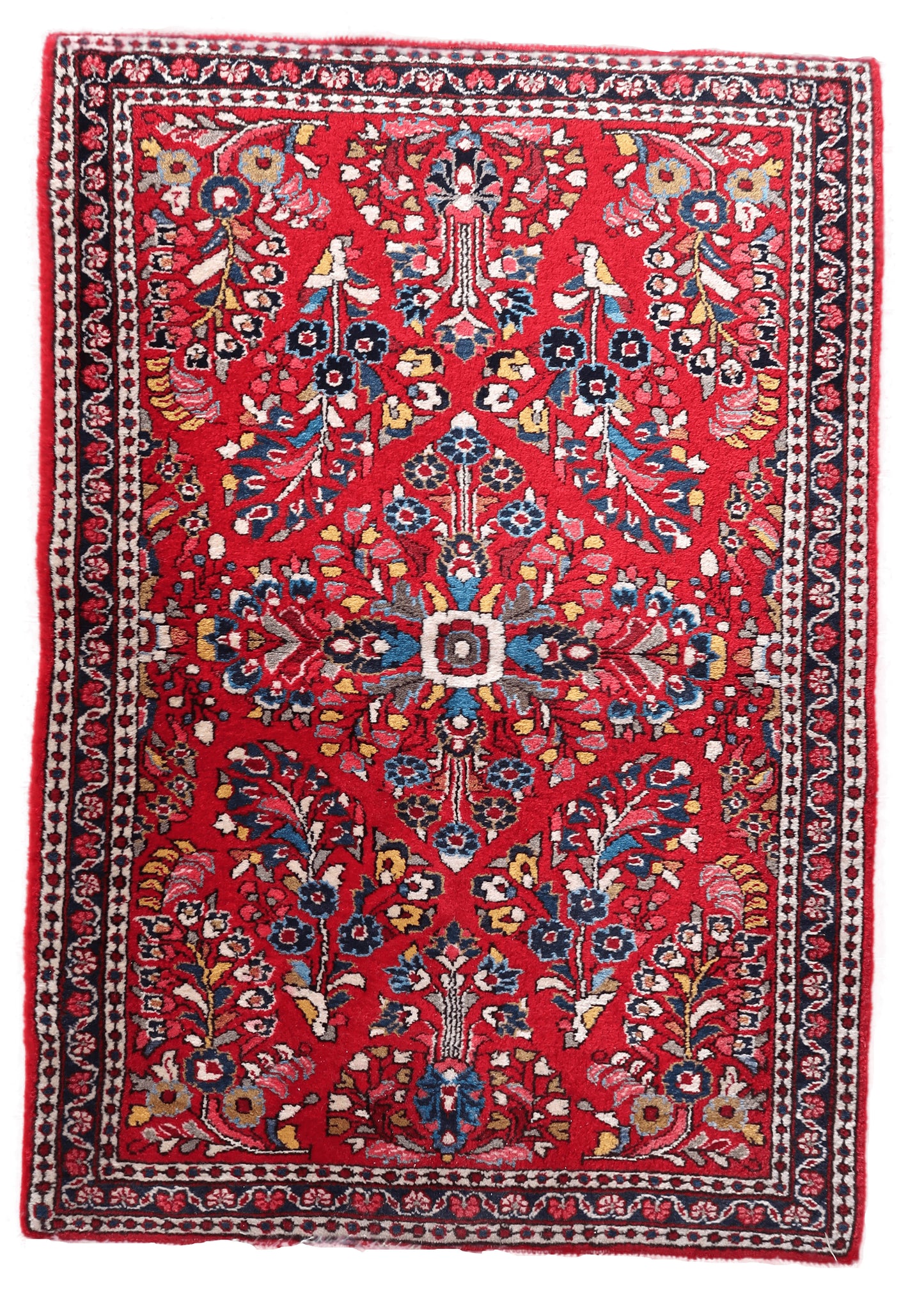 Handmade Vintage Oriental Sarouk Rug, Circa 1950s.