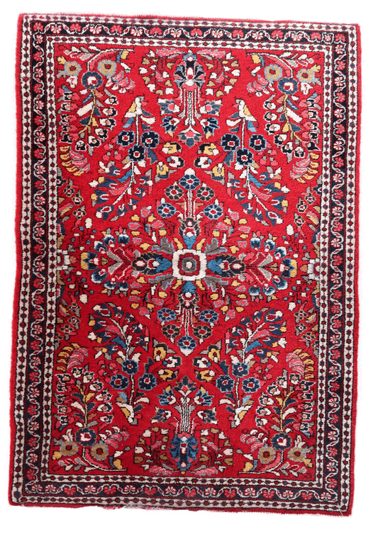Handmade Vintage Oriental Sarouk Rug, Circa 1950s.