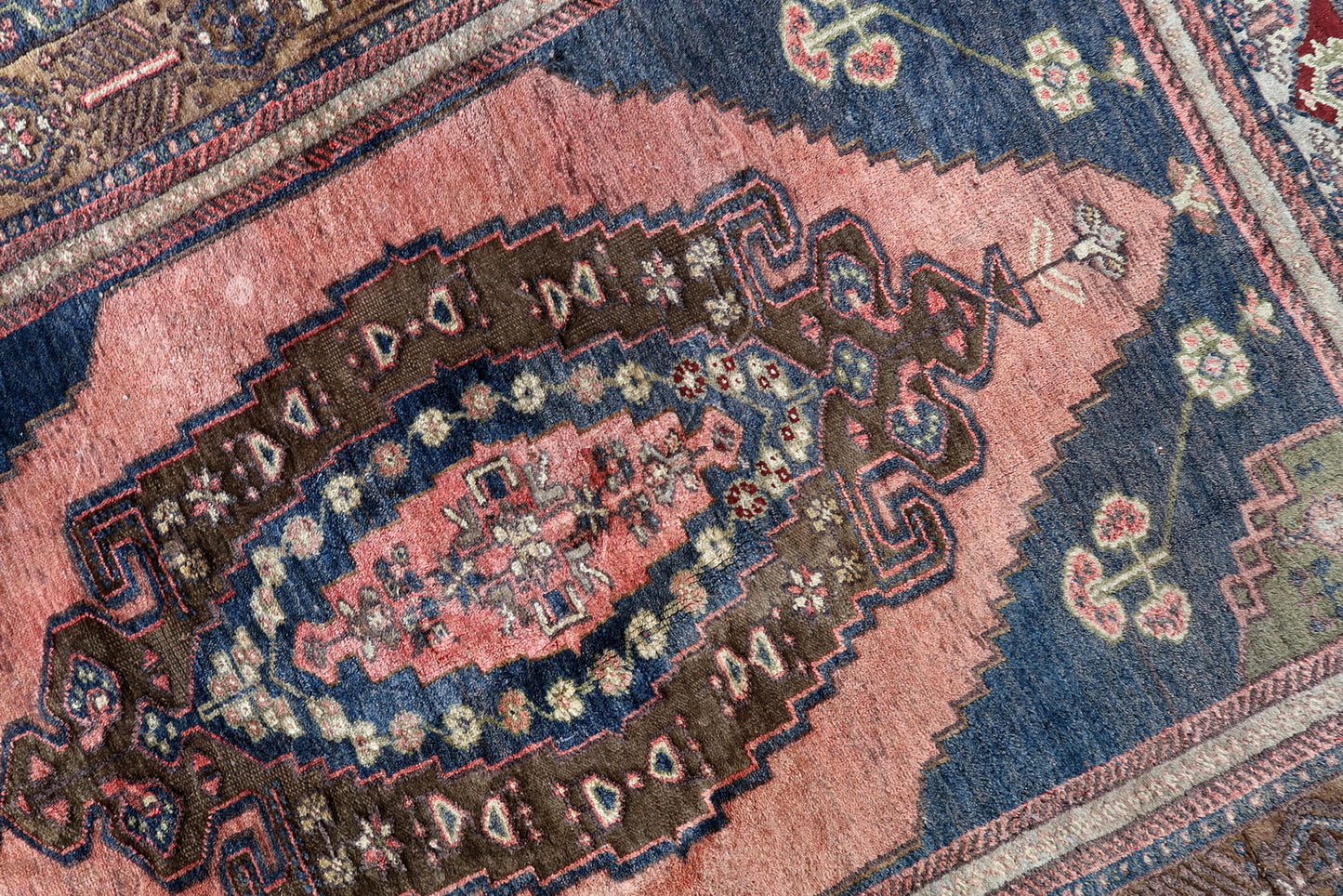 Pink Accents on Vintage Turkish Wool Rug