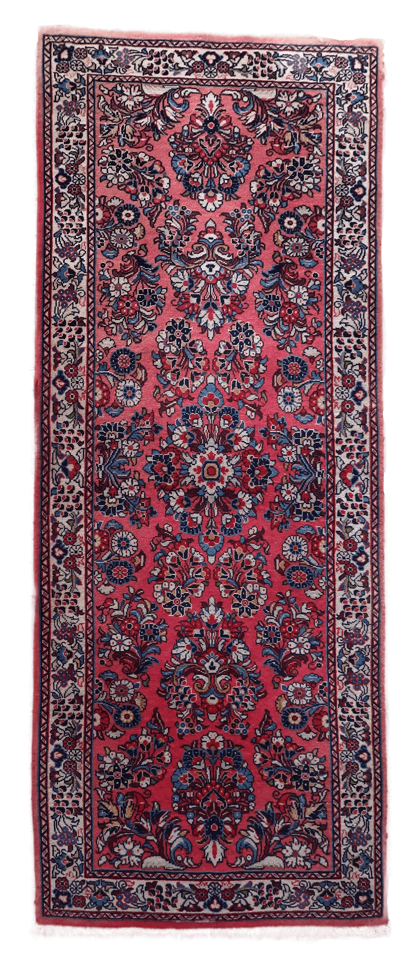 Vintage Persian Sarouk Runner - Faded Condition - 1960s