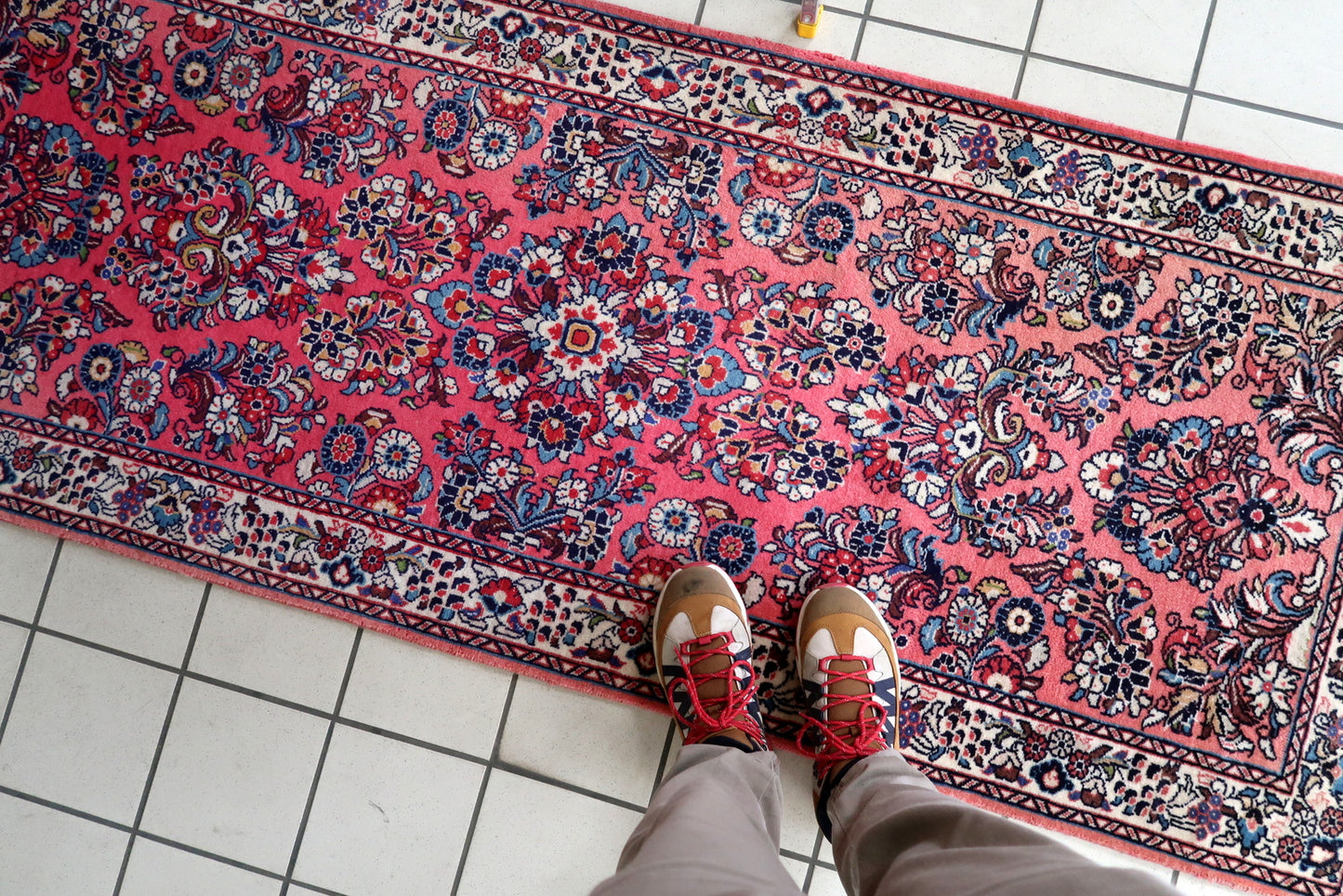 Handmade Vintage Persian Sarouk Runner 2.6' x 6.8' (81cm x 208cm), 1960s - 1C1099