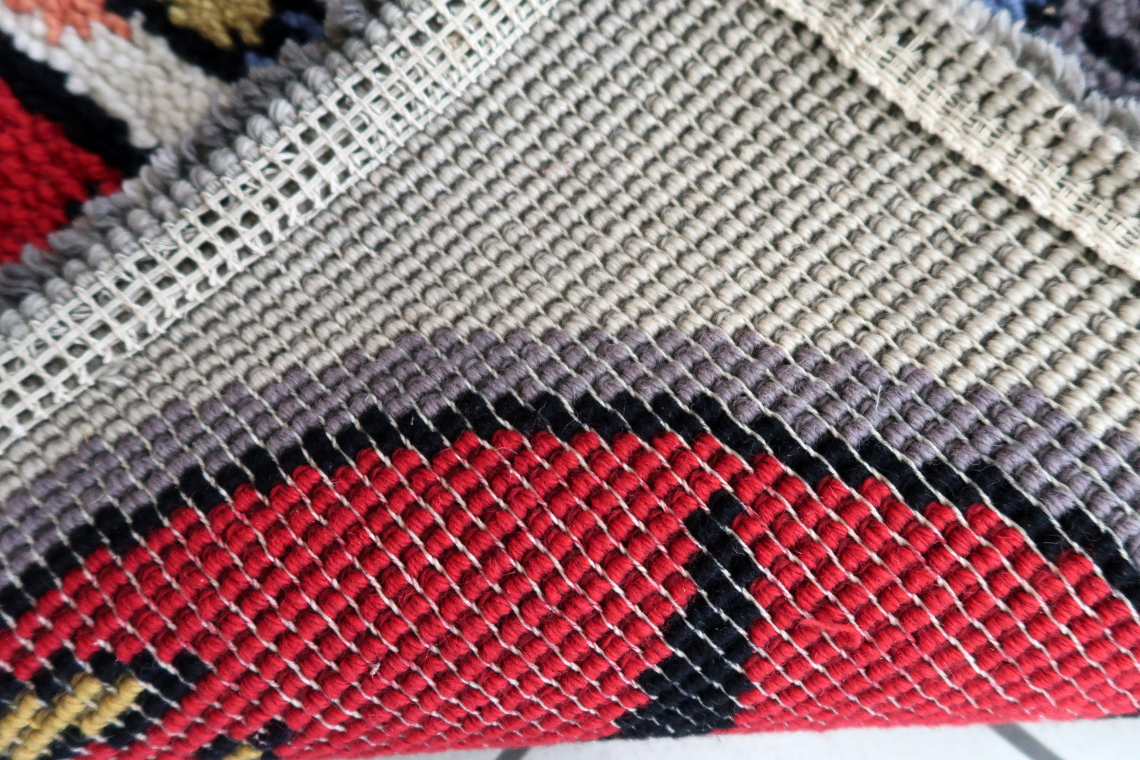 Reverse View of Handmade Savonnerie Wool Rug