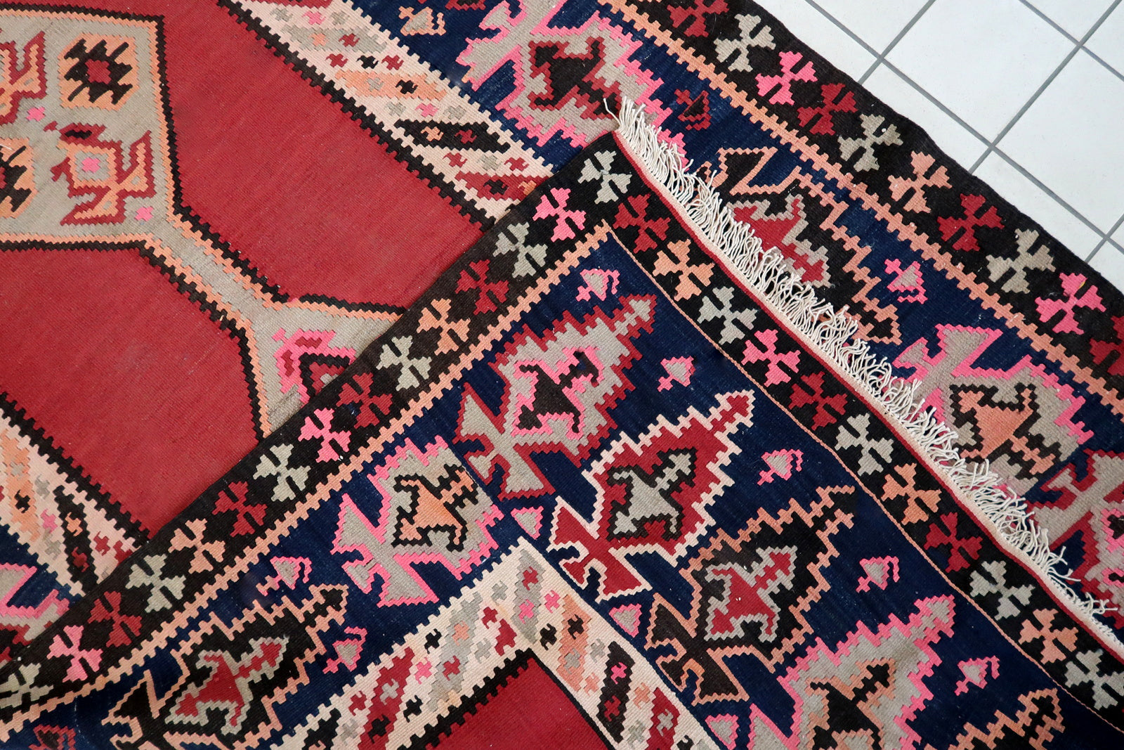 Reverse View of Handmade Afghan Wool Kilim