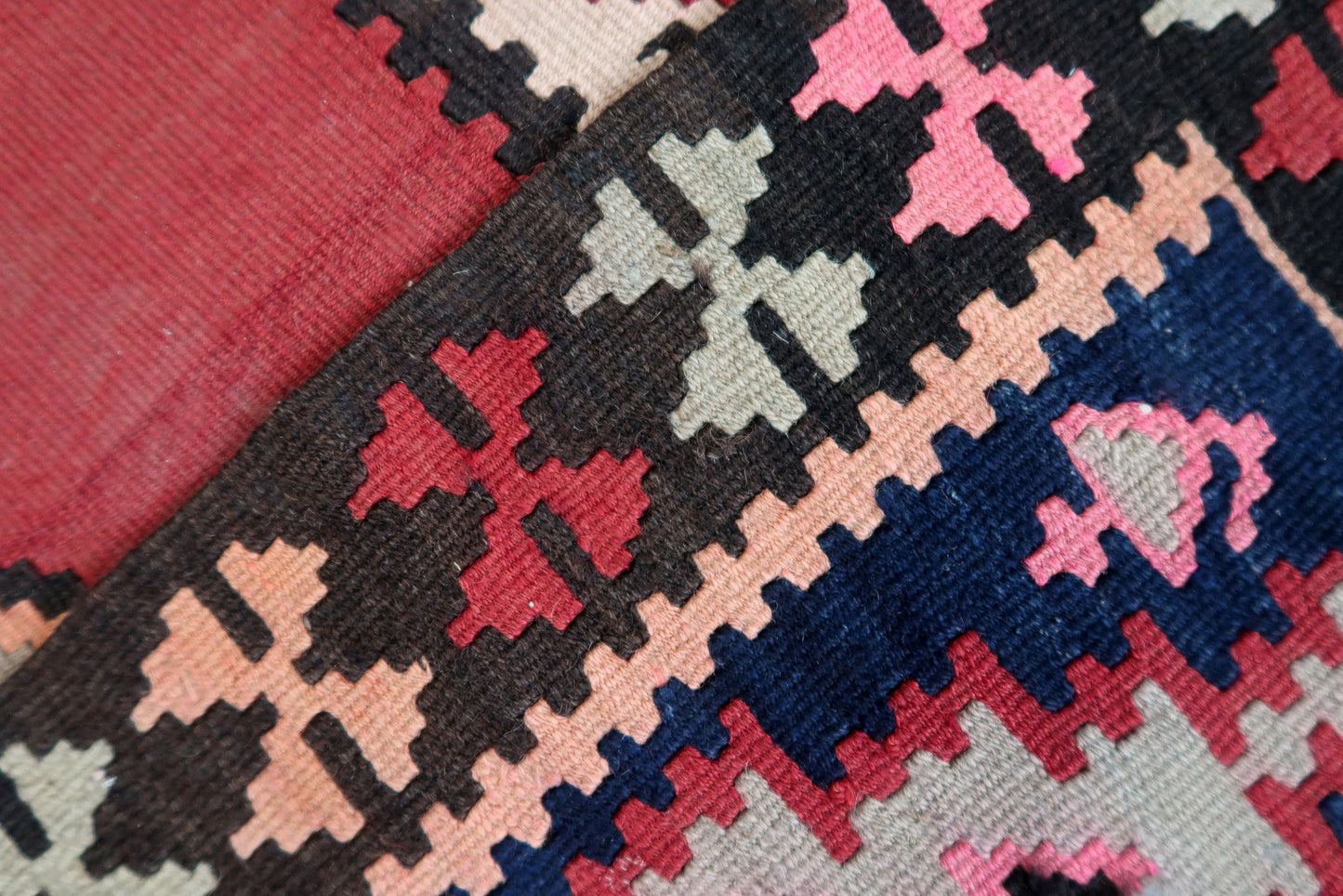 Reverse View of Handmade Afghan Wool Kilim