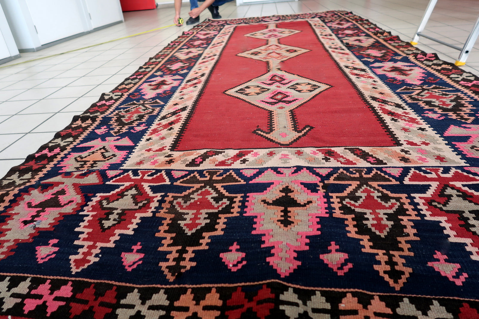 Vintage Afghan Kilim with Striking Color Palette