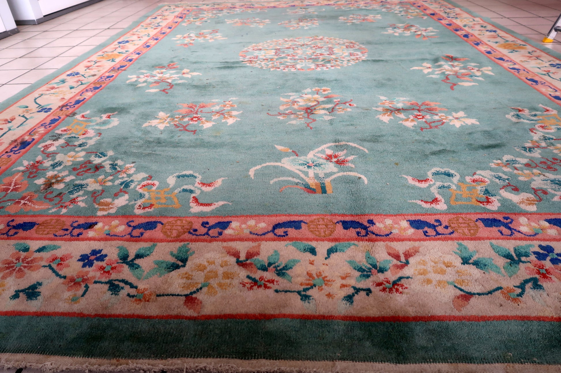 Vintage Chinese Rug with Harmonious Colors