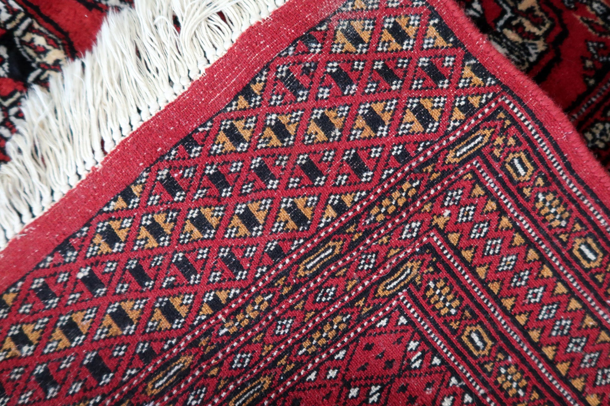 Reverse View of Handmade Uzbek Wool Rug