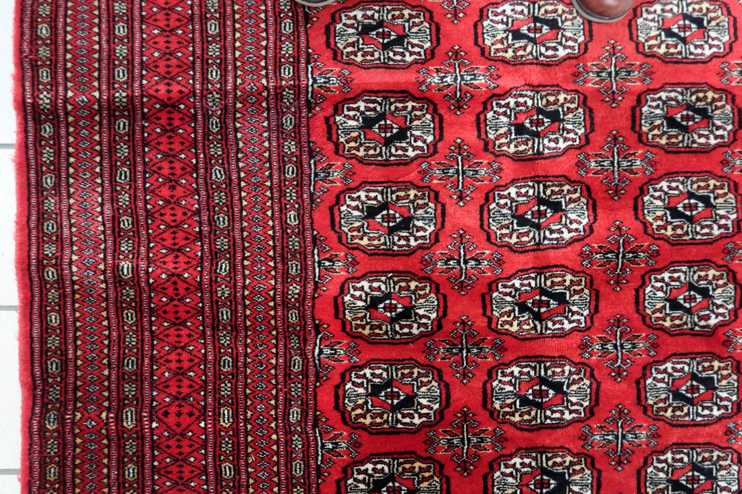 Uzbek Rug with Bright Red Background