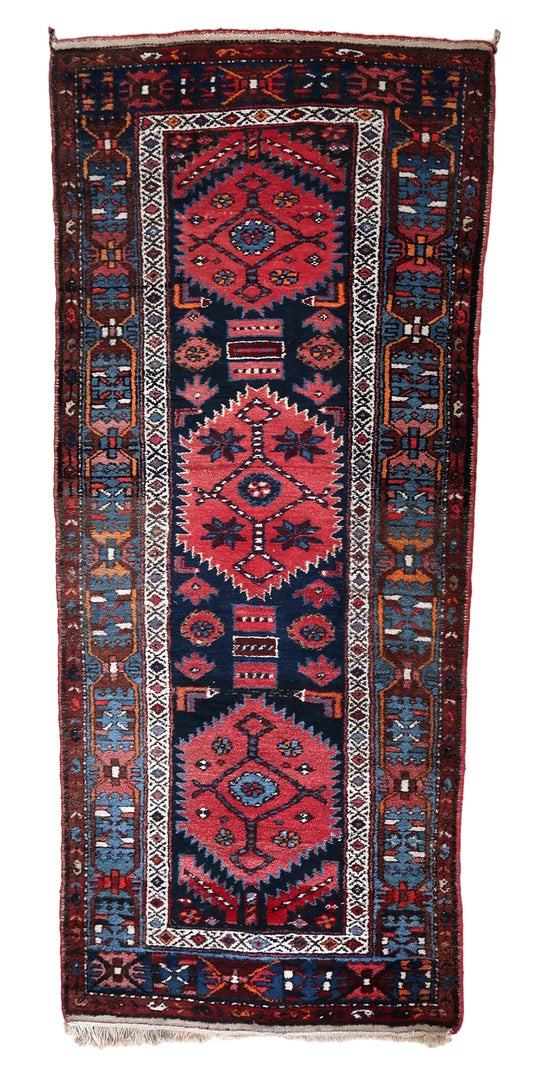 Handmade Antique Persian Style Hamadan Runner Rug from the 1920s in good condition