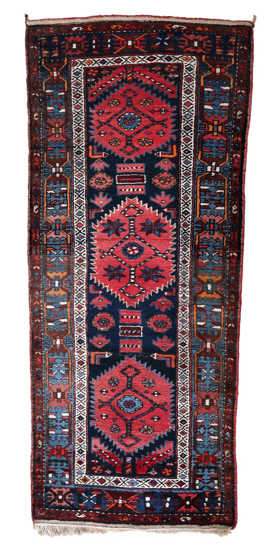 Handmade Antique Persian Style Hamadan Runner Rug from the 1920s in good condition
