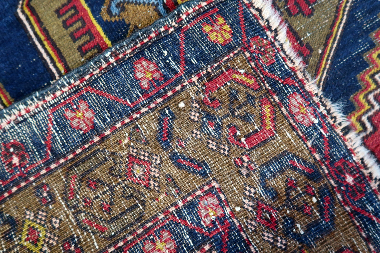 Back view of the vintage Turkish Anatolian rug highlighting its craftsmanship and size