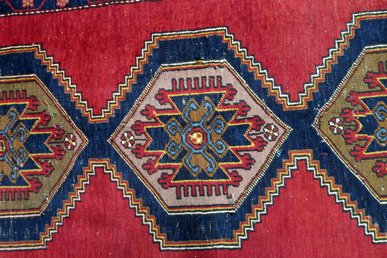 Close-up of the wool fibers, highlighting the rug's durability and texture
