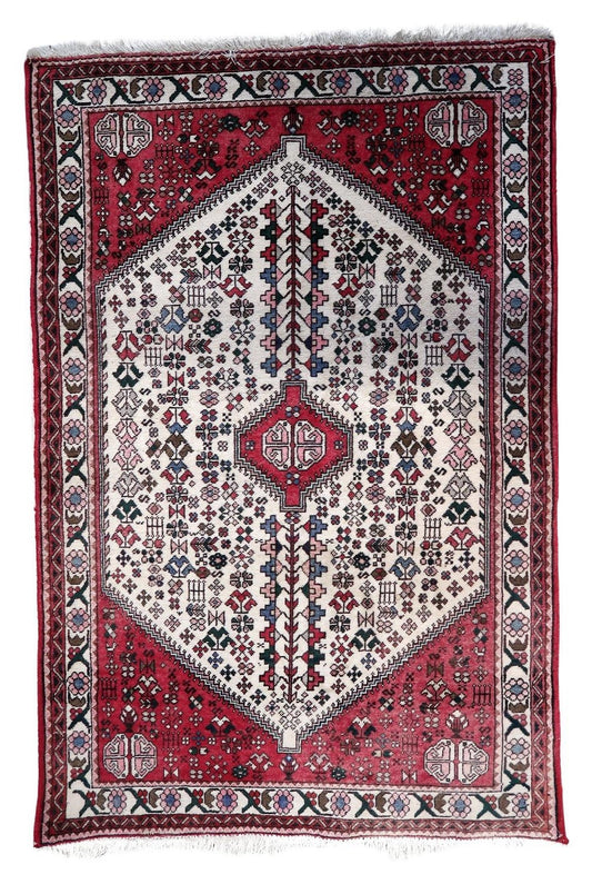 Handmade vintage Persian Style Malayer rug showcasing dominant red hue with intricate geometric design