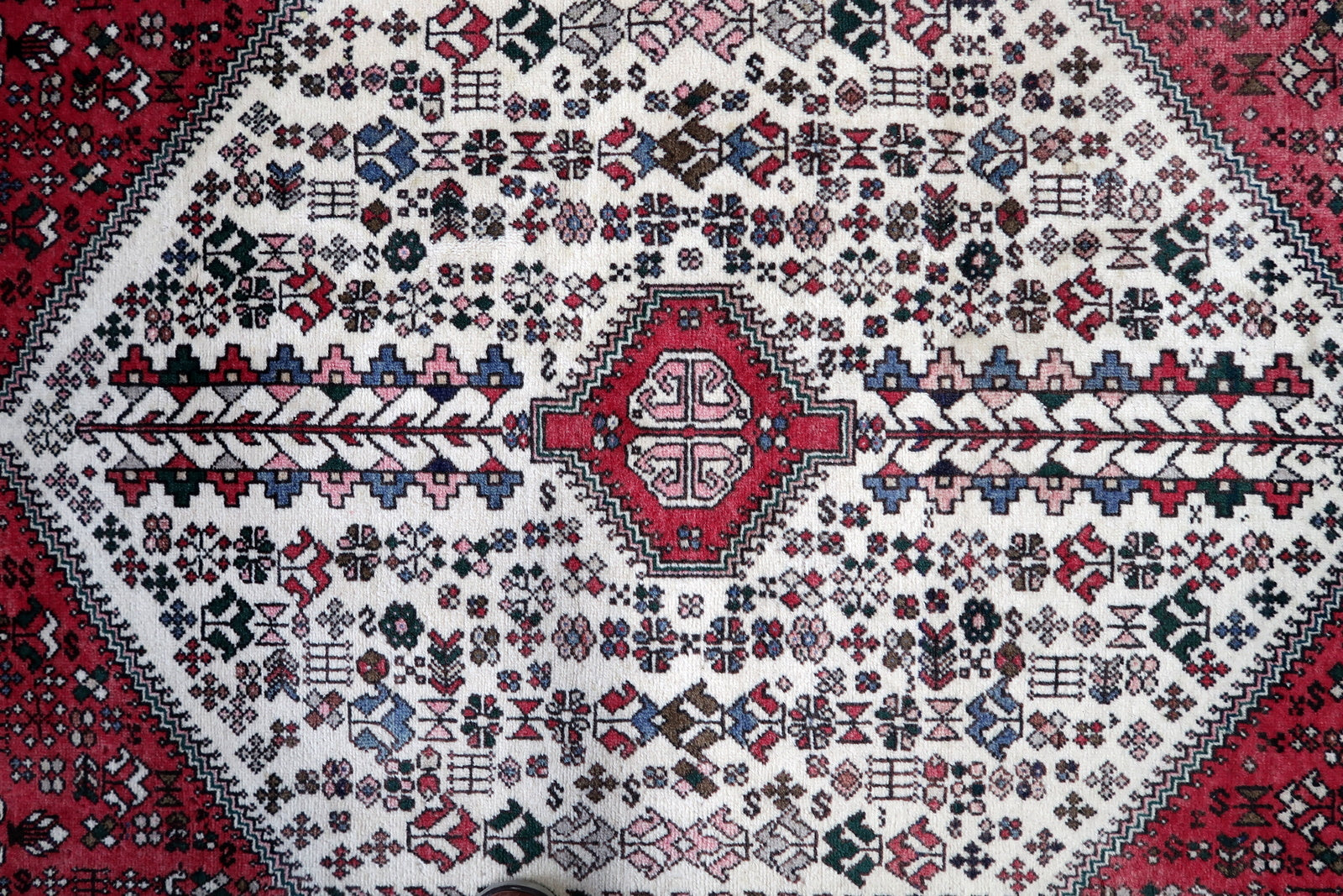 Close-up of the wool fibers, highlighting the rug's durability and texture